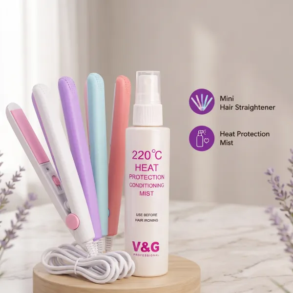 Mini Hair Straightener + V&G 220°C Heat Protection Mist